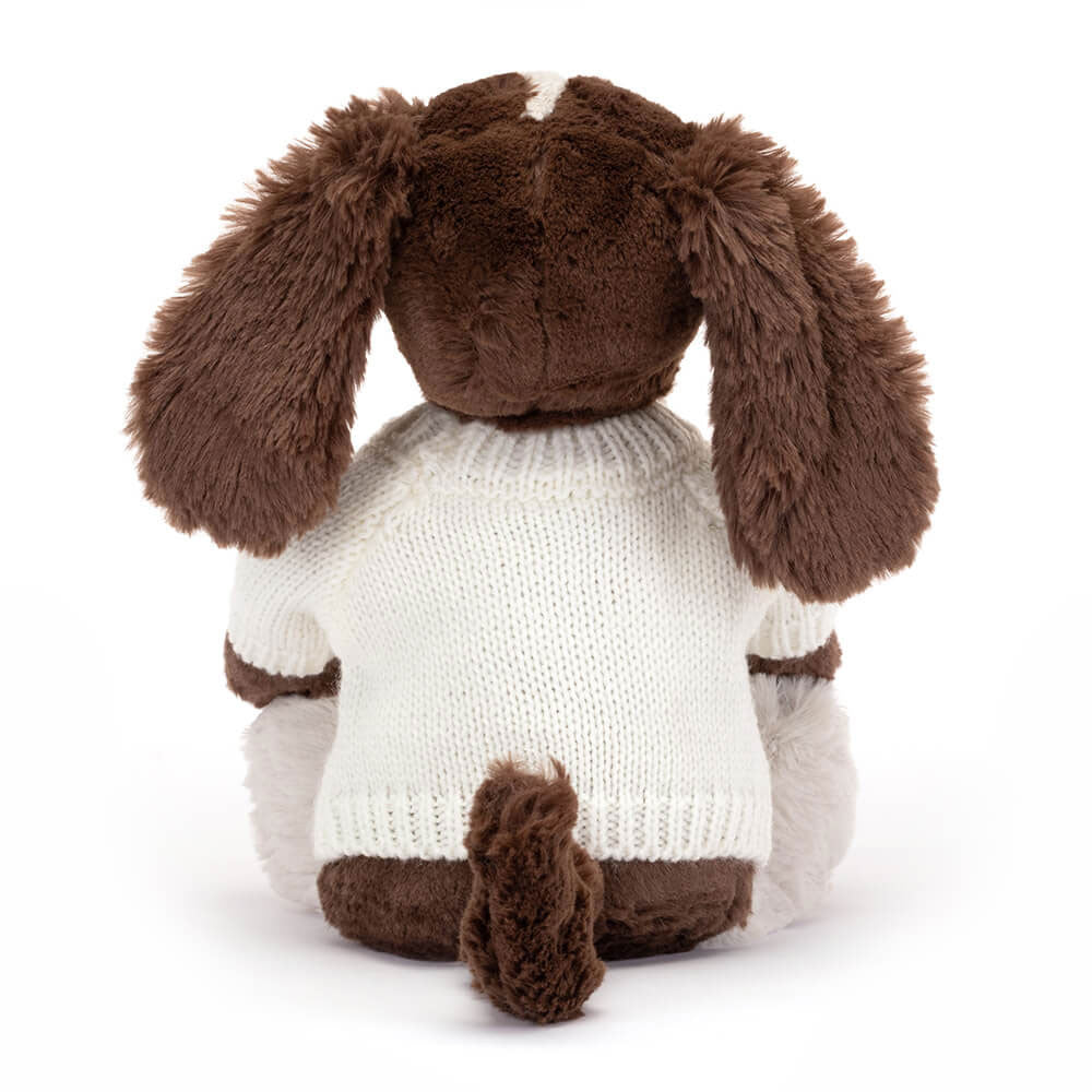 Jellycat Bashful Fudge Puppy with Personalized Cream Jumper