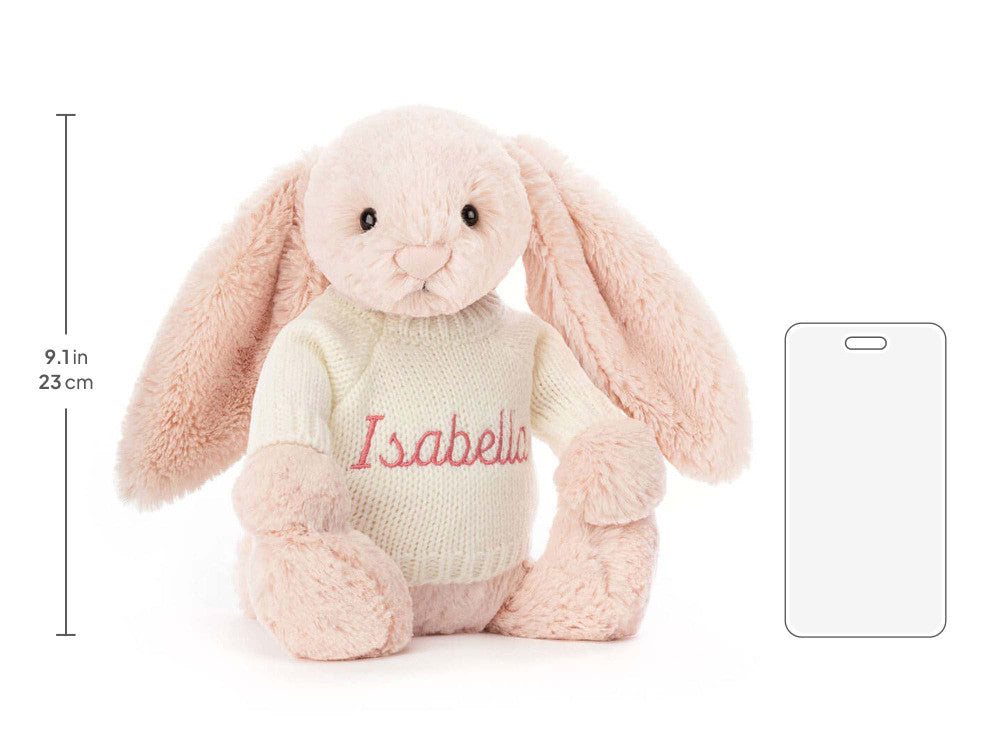Jellycat Bashful Blush Bunny with Personalized Cream Jumper