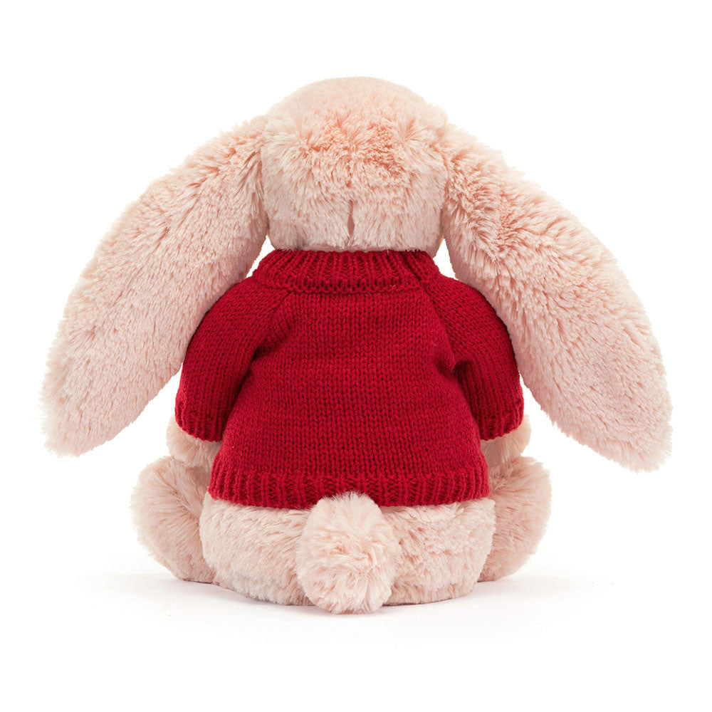 Jellycat Bashful Blush Bunny with Personalized Red Jumper
