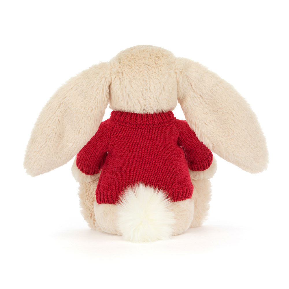 Jellycat Bashful Luxe Bunny Willow with Personalized Red Jumper