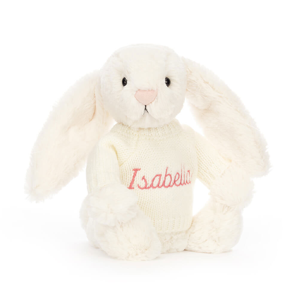 Jellycat Bashful Cream Bunny with Personalized Cream Jumper