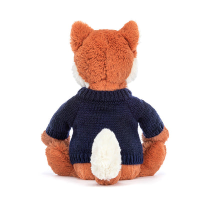 Jellycat Bashful Fox Cub with Personalized Navy Jumper