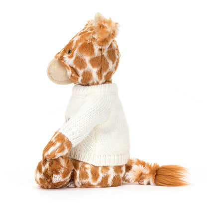 Jellycat Bashful Giraffe with Personalized Cream Jumper