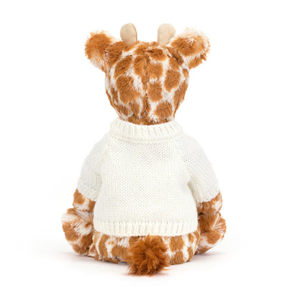 Jellycat Bashful Giraffe with Personalized Cream Jumper