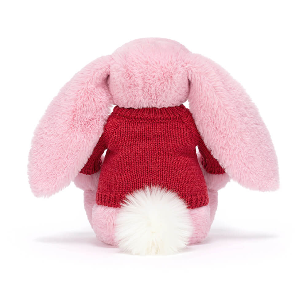 Jellycat Blushkin Blossom Luxe Bunny with Personalized Red Jumper