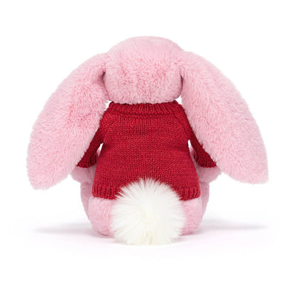 Jellycat Blushkin Blossom Luxe Bunny with Personalized Red Jumper