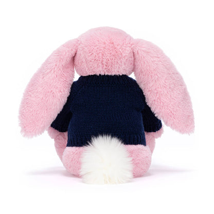 Jellycat Blushkin Blossom Luxe Bunny with Personalized Navy Jumper
