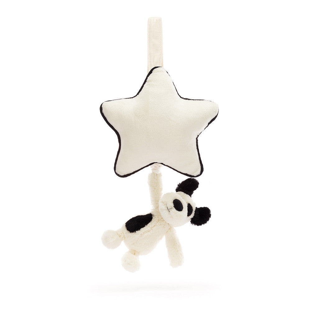 Jellycat Bashful Black & Cream Puppy Musical Pull