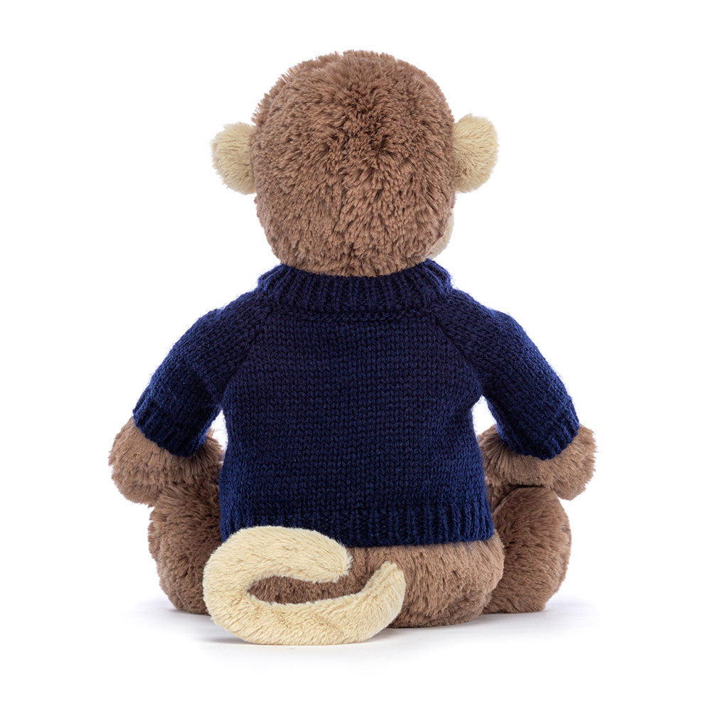 Jellycat Bashful Monkey with Personalized Navy Jumper