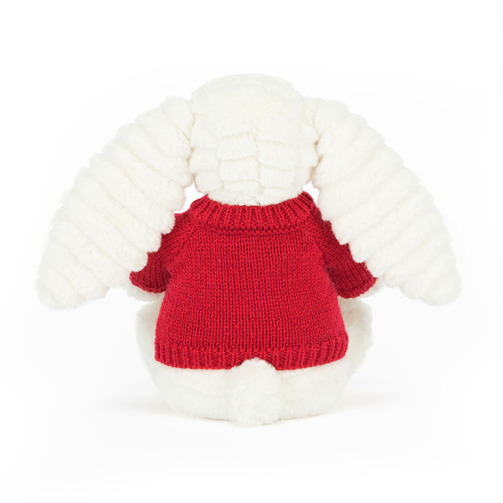 Jellycat Bashful Luxe Bunny Nimbus with Personalized Red Jumper