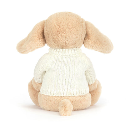 Jellycat Bashful Luxe Puppy Orlando with Personalized Cream Jumper