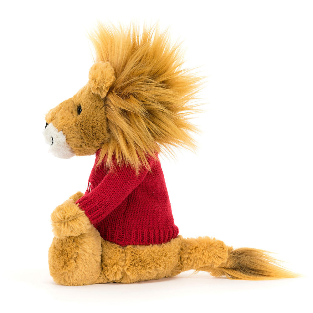 Jellycat Bashful Lion with Personalized Red Jumper