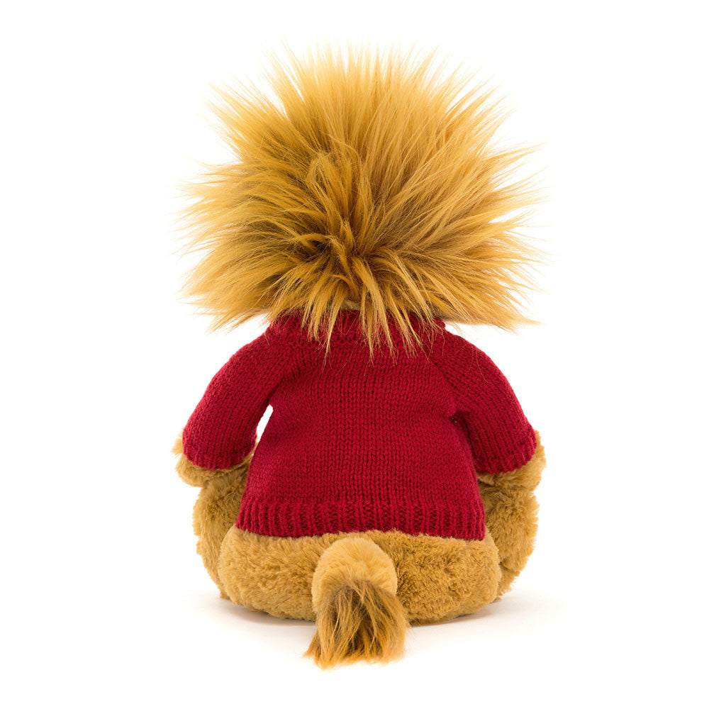 Jellycat Bashful Lion with Personalized Red Jumper