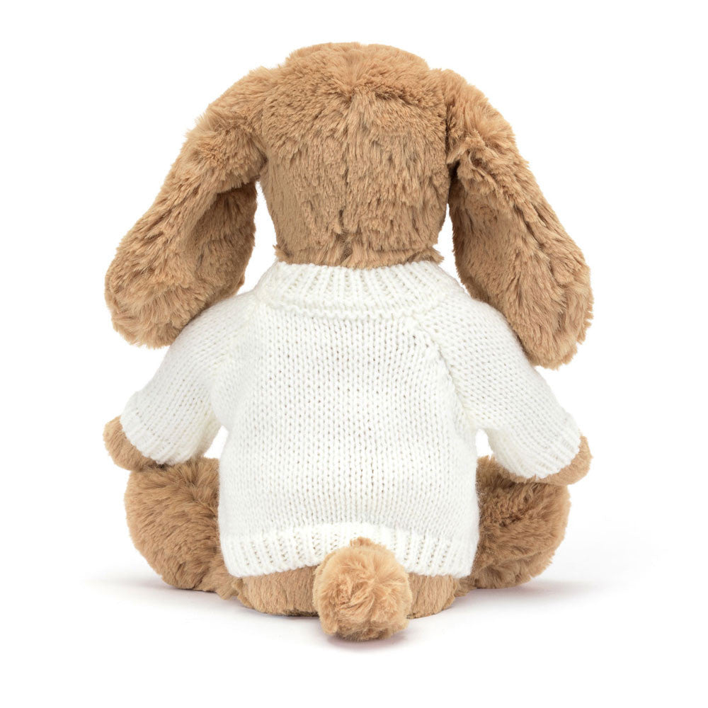 Jellycat Bashful Toffee Puppy with Personalized Cream Jumper