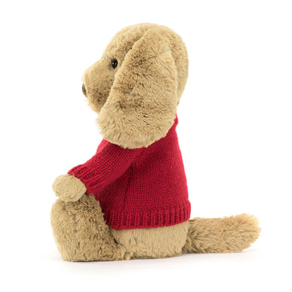 Jellycat Bashful Toffee Puppy with Personalized Red Jumper
