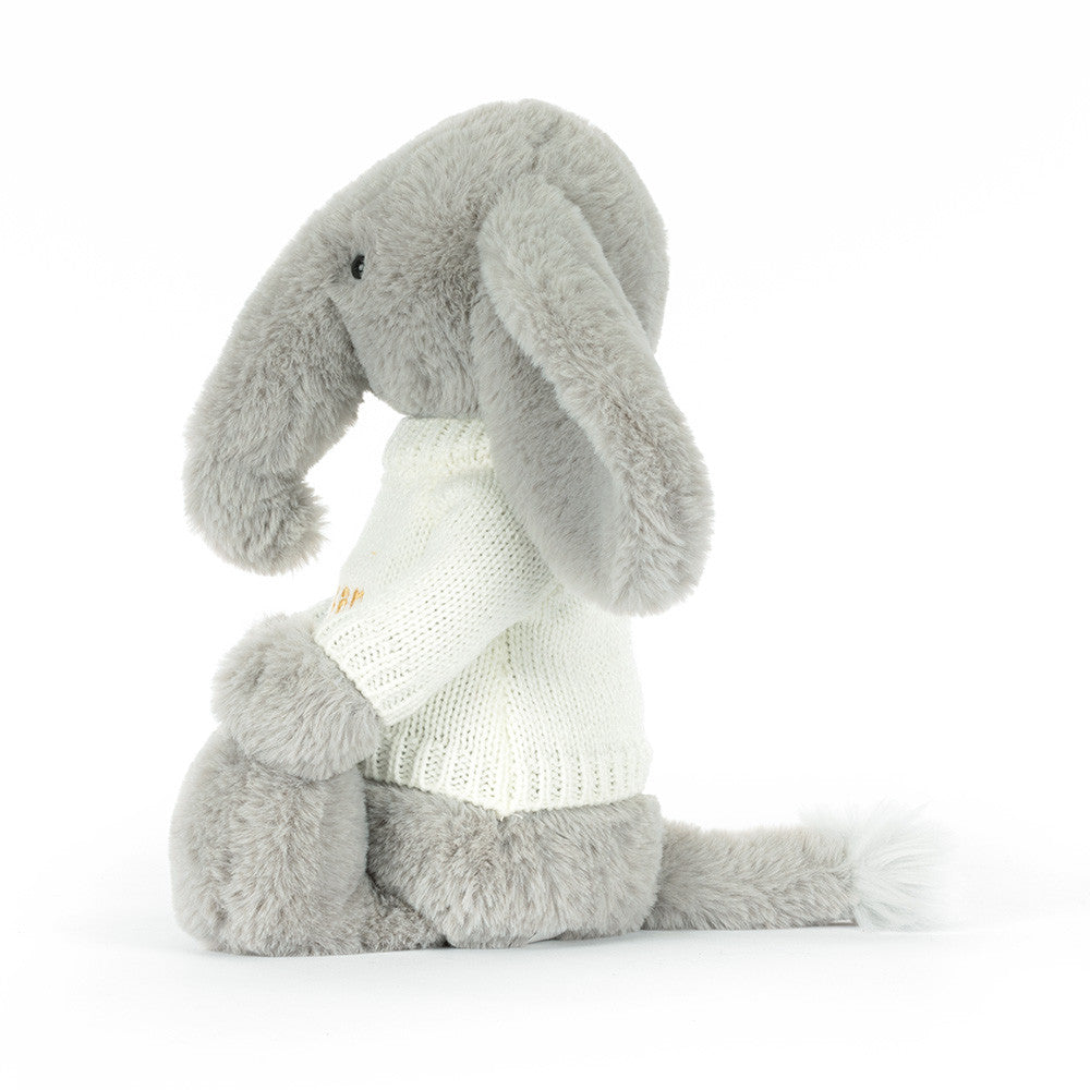 Jellycat Bashful Luxe Elephant Thuddeus with Personalized Cream Jumper