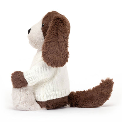 Jellycat Bashful Fudge Puppy with Personalized Cream Jumper