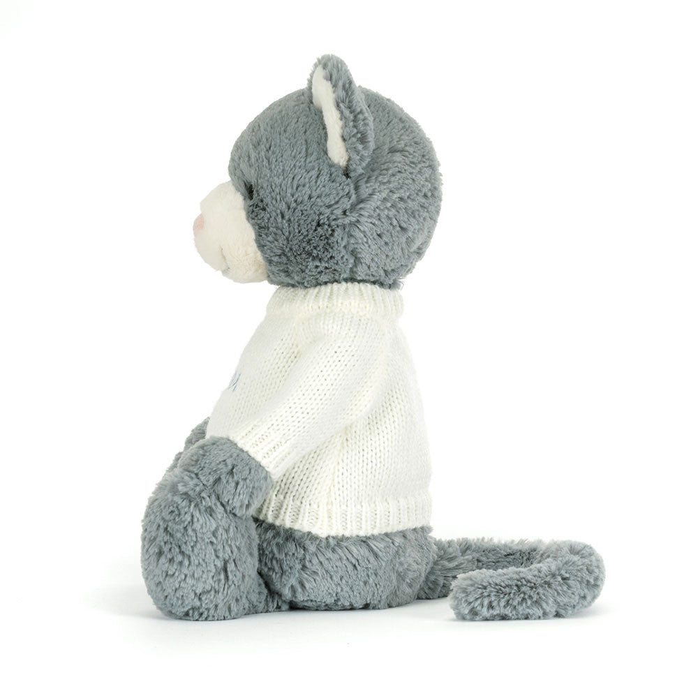 Jellycat Bashful Kitten with Personalized Cream Jumper