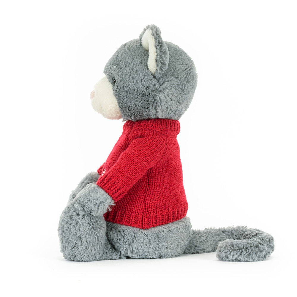 Jellycat Bashful Kitten with Personalized Red Jumper
