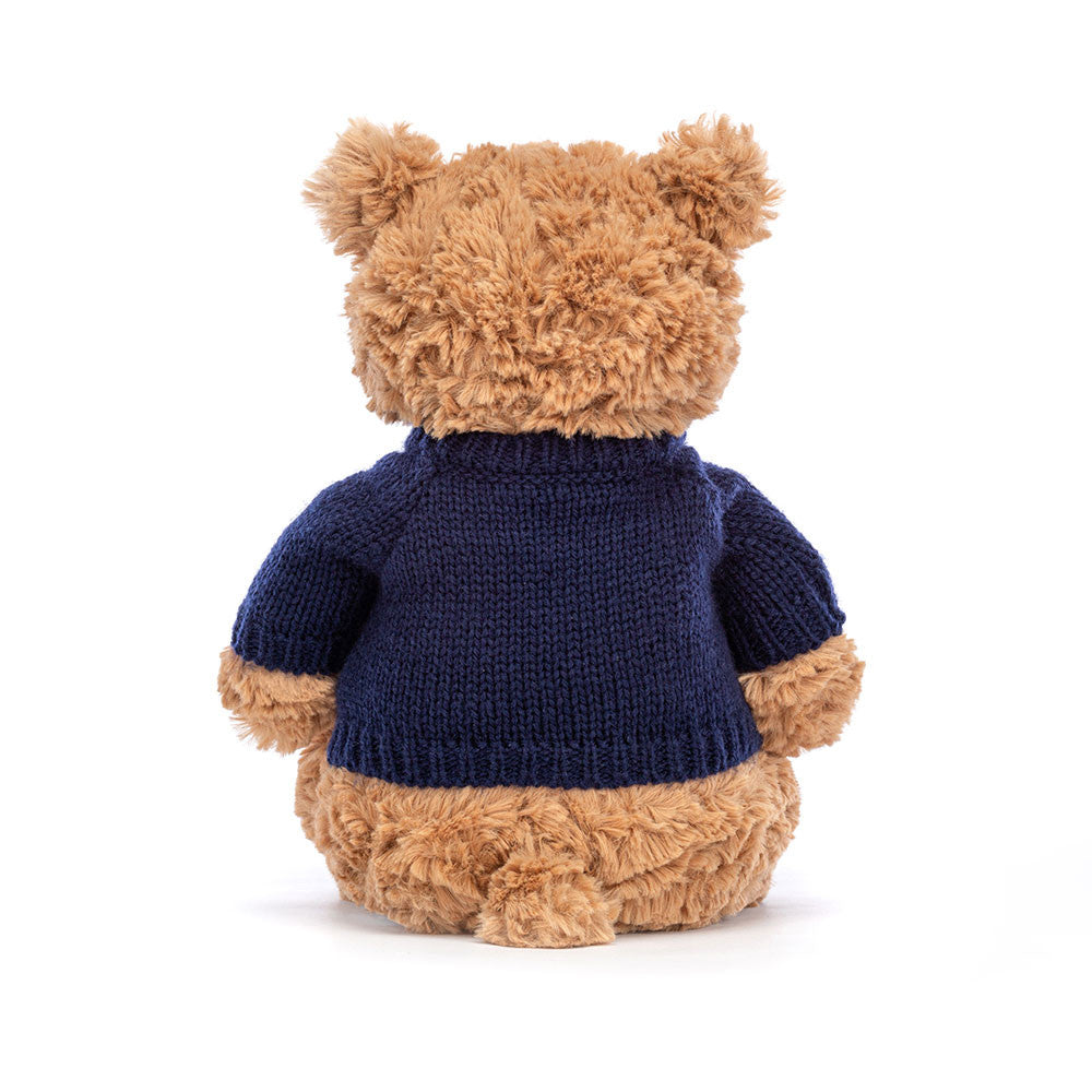 Jellycat Bartholomew Bear with Personalized Navy Jumper