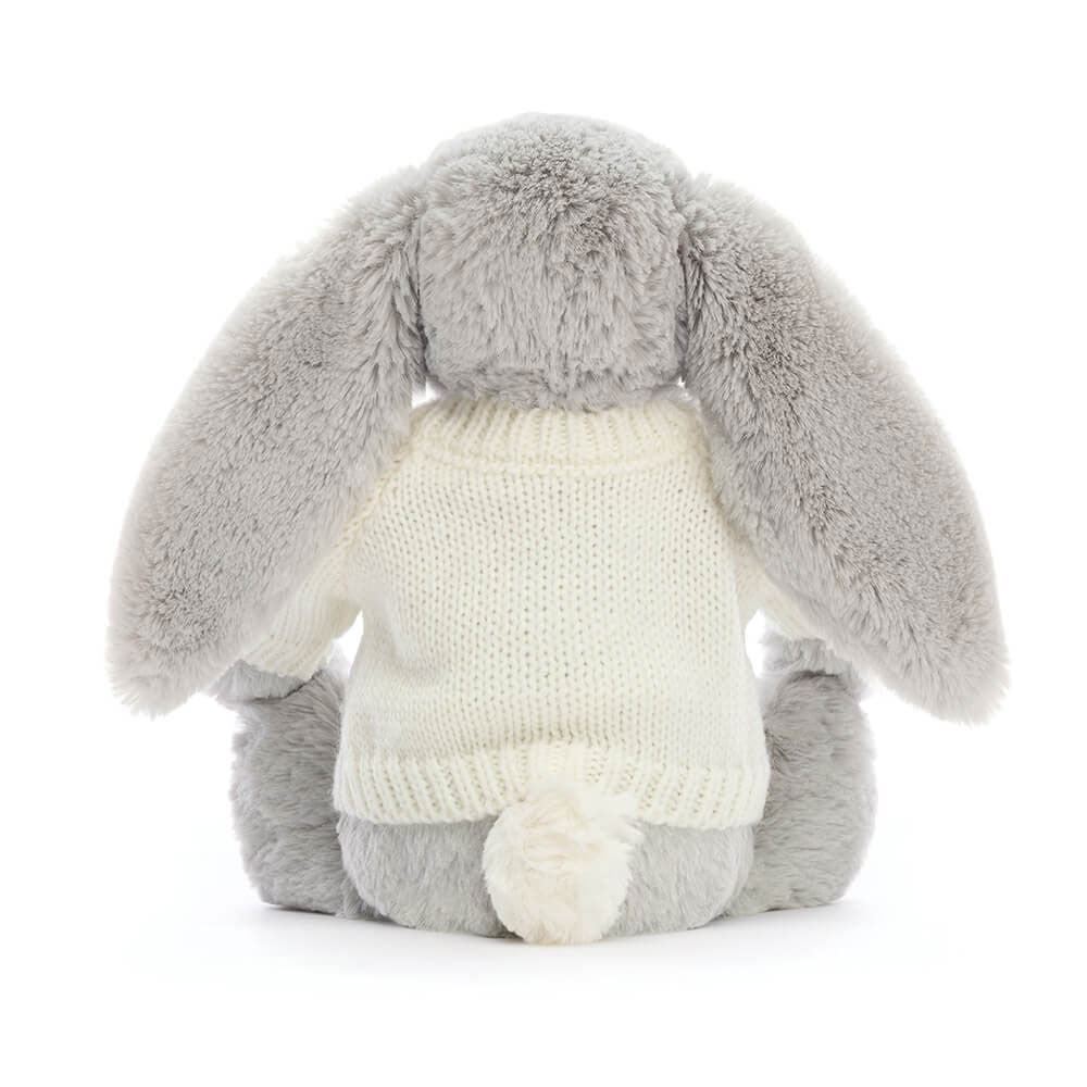 Jellycat Bashful Silver Bunny with Personalized Cream Jumper