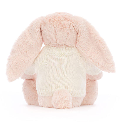 Jellycat Bashful Blush Bunny with Personalized Cream Jumper