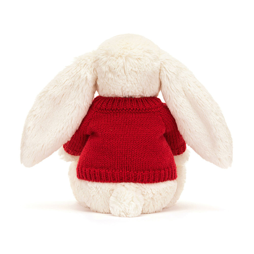 Jellycat Bashful Cream Bunny with Personalized Red Jumper