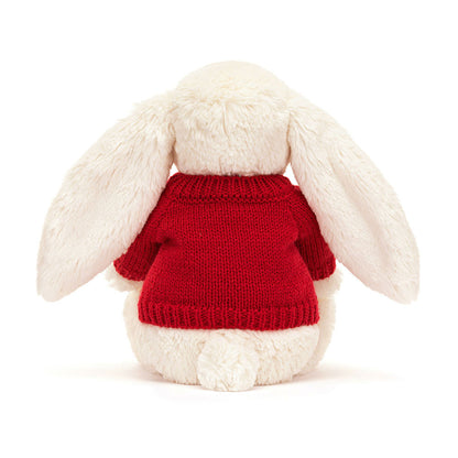 Jellycat Bashful Cream Bunny with Personalized Red Jumper