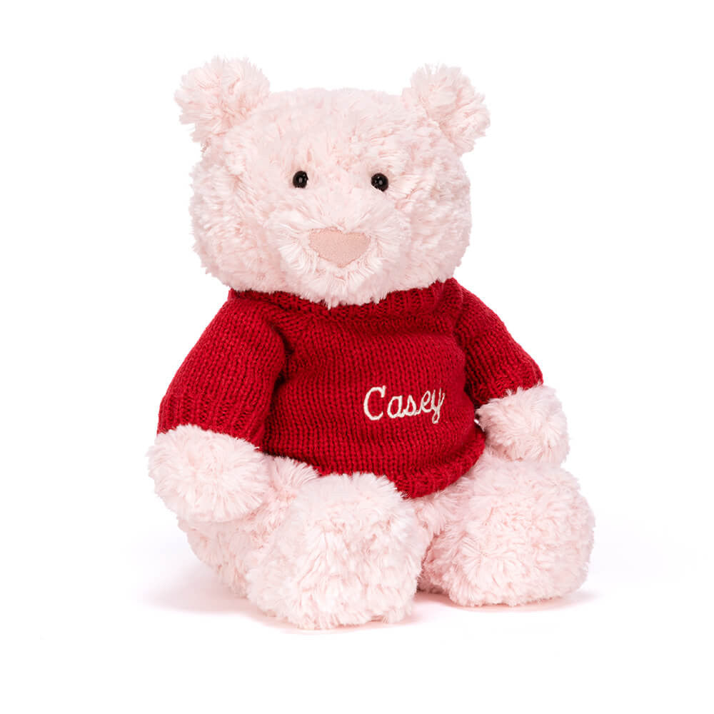 Jellycat Leola Bear with Personalized Red Jumper