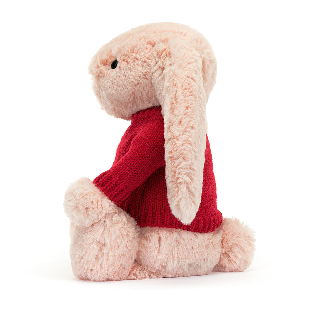 Jellycat Bashful Blush Bunny with Personalized Red Jumper