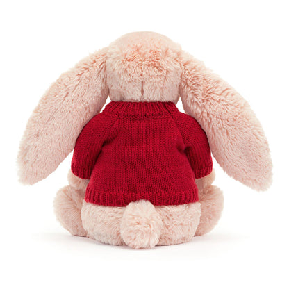 Jellycat Bashful Blush Bunny with Personalized Red Jumper