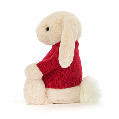 Jellycat Bashful Luxe Bunny Willow with Personalized Red Jumper
