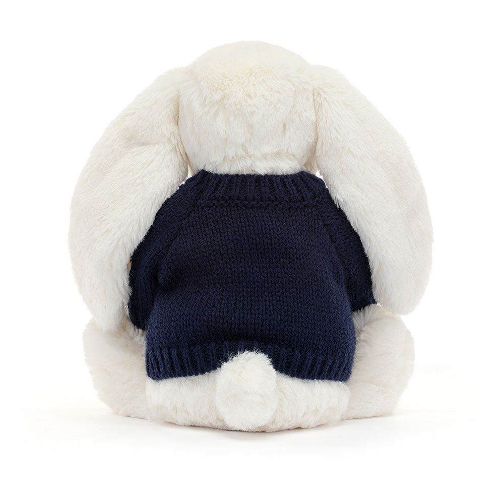 Jellycat Bashful Twinkle Bunny with Personalized Navy Jumper