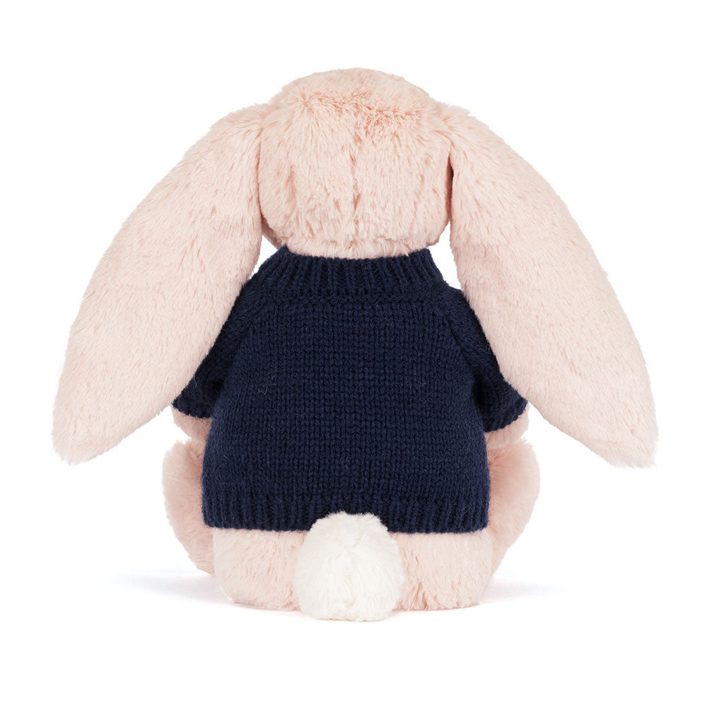 Jellycat Blossom Blush Bunny 'Cherry' with Personalized Navy Jumper