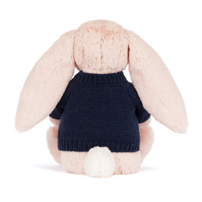 Jellycat Blossom Blush Bunny 'Cherry' with Personalized Navy Jumper