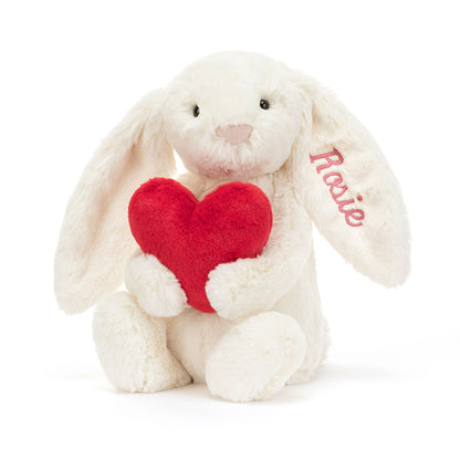 Jellycat Personalized Bashful Red Love Heart Bunny Medium