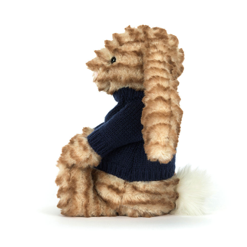 Jellycat Bashful Luxe Bunny Juniper with Personalized Navy Jumper