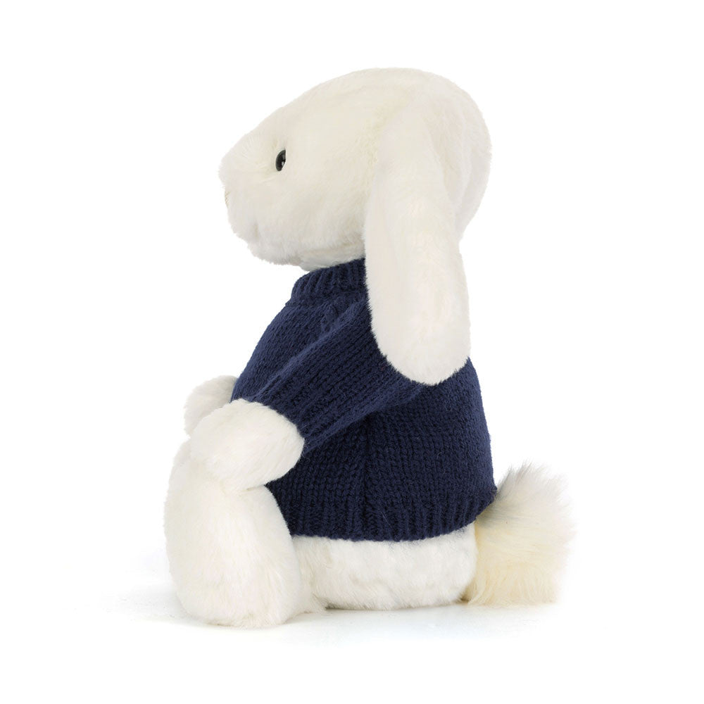 Jellycat Bashful Luxe Bunny Luna with Personalized Navy Jumper