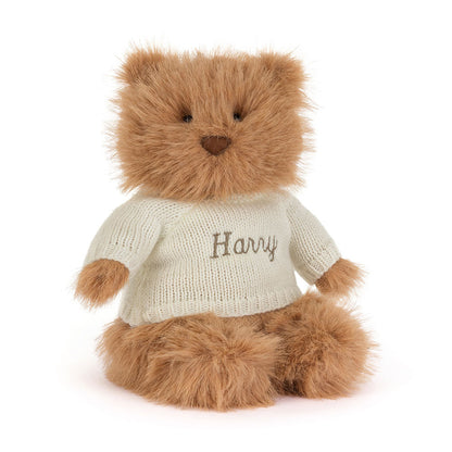 Jellycat Bartholomew Bear Bouffant with Personalized Cream Jumper