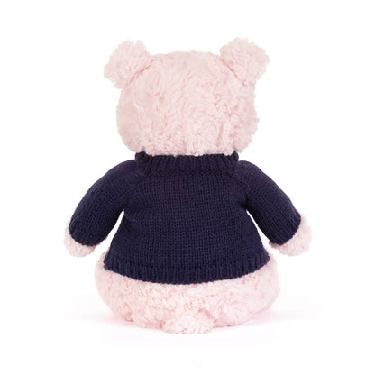 Jellycat Leola Bear with Personalized Navy Jumper