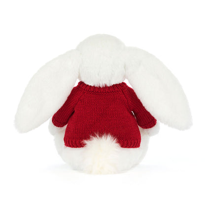 Jellycat Bashful Luxe Bunny Luna with Personalized Red Jumper