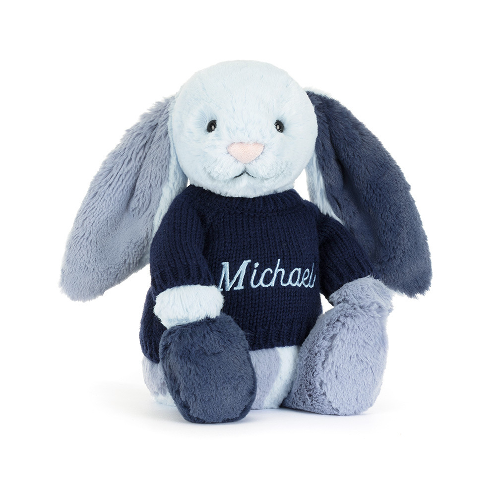 Jellycat Puddlesea Bunny with Personalized Navy Jumper