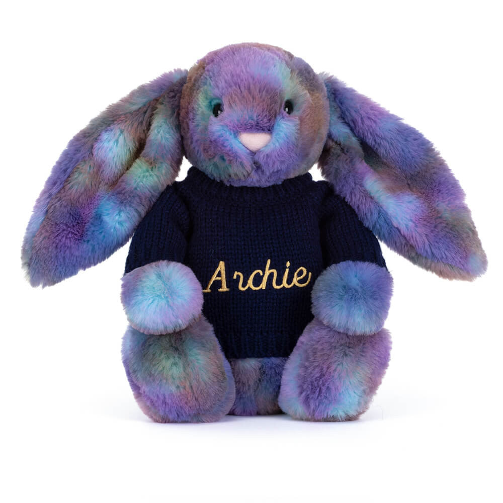Jellycat Zodihop Luxe Bunny with Personalized Navy Jumper