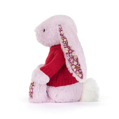 Jellycat Thistlepop Blossom Luxe Bunny with Personalized Red Jumper