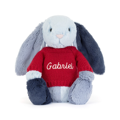 Jellycat Puddlesea Bunny with Personalized Red Jumper