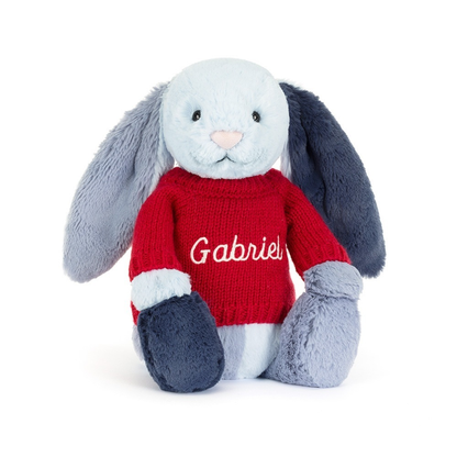 Jellycat Puddlesea Bunny with Personalized Red Jumper