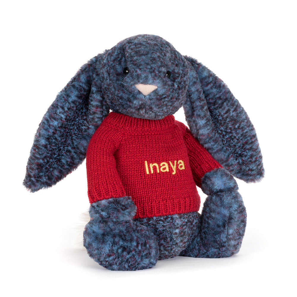 Jellycat Hopscone Luxe Bunny with Personalized Red Jumper