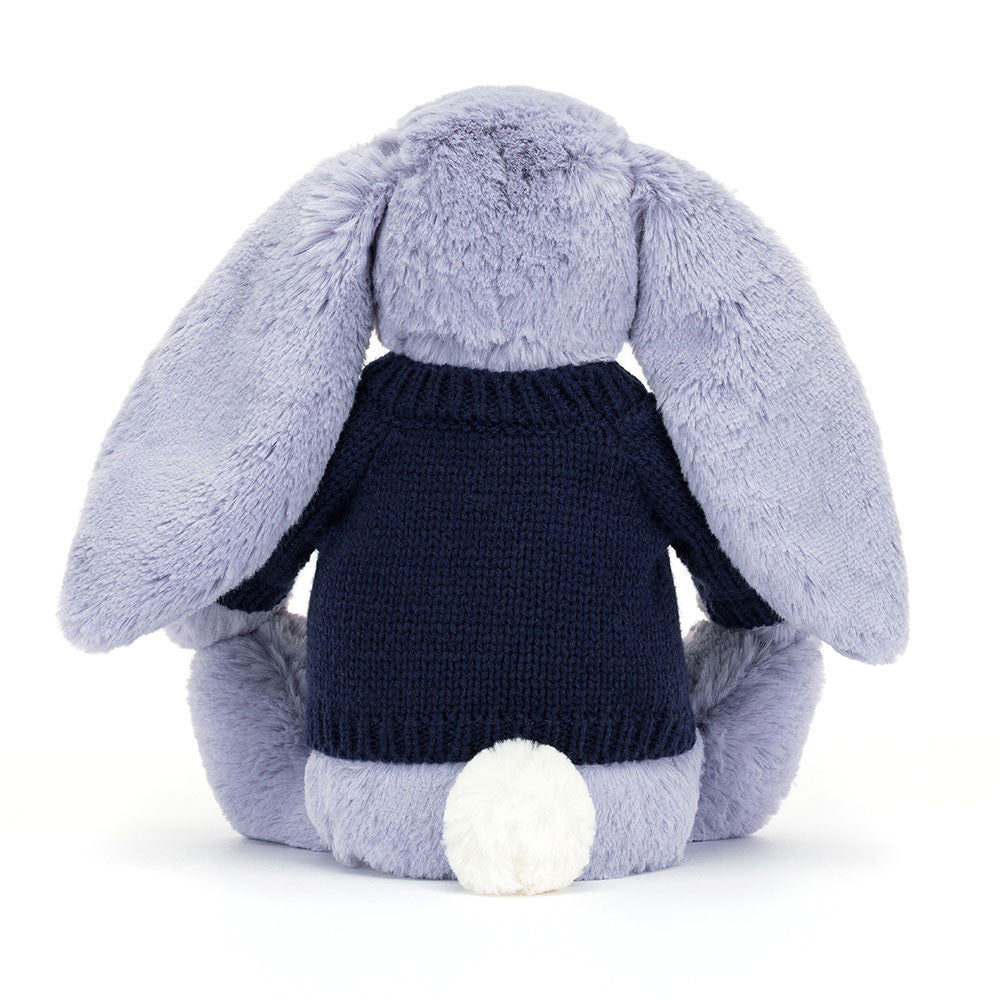 Jellycat Bashful Viola Bunny with Personalized Navy Jumper