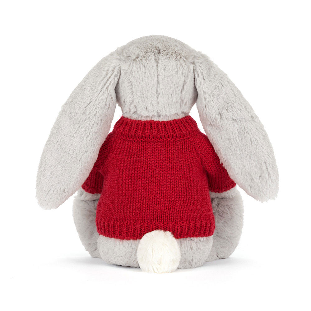 Jellycat Blossom Silver Bunny 'Bloom' with Personalized Red Jumper