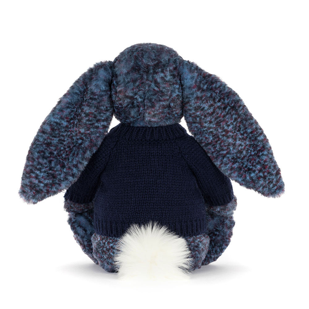 Jellycat Hopscone Luxe Bunny with Personalized Navy Jumper